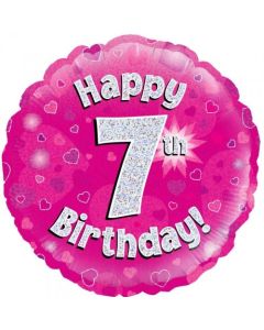 Pink Holographic 7th Birthday 45cm Foil Balloon (210467A)