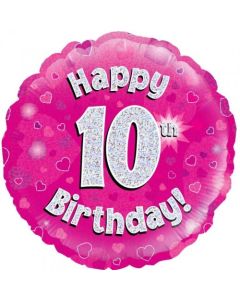 Pink Holographic 10th Birthday 45cm Foil Balloon (210470A)