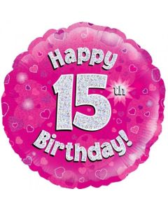 Pink Holographic 15th Birthday 45cm Foil Balloon (210475A)