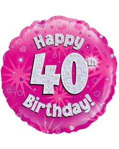 Pink Holographic 40th Birthday 45cm Foil Balloon (210481A)