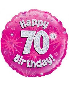 Pink Holographic 70th Birthday 45cm Foil Balloon (210484A)