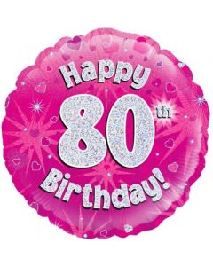 Pink Holographic 80th Birthday 45cm Foil Balloon (210485A)