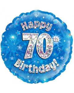 Blue Holographic Happy 70th Birthday 45cm Foil Balloon (210514A)