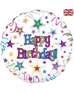Happy Birthday Ribbon and Stars - 18 Inch Foil Balloon (210716A)