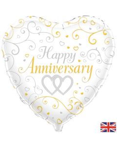Happy Anniversary Linked Hearts - 18 Inch Foil Balloon (210761A)