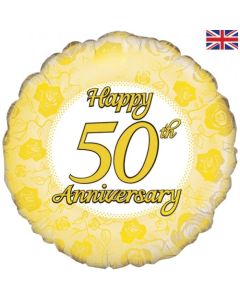 Happy 50th Anniversary Gold 45cm Foil Balloon (210763A)