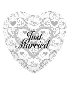 Just Married Silver Filigree 45cm Foil Balloon (210769A)
