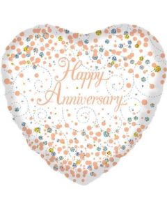 Sparkling Fizz Rose Gold Happy Anniversary 45cm Foil Balloon (210826A)
