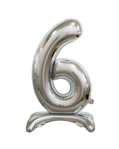 Standing Silver Foil Balloon - 6 Number 30 inch (214006A)