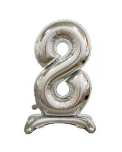 Standing Silver Foil Balloon - 8 Number 30 inch (214008A)
