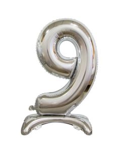 Standing Silver Foil Balloon - 9 Number 30 inch (214009A)