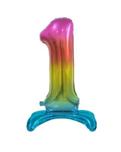 Standing Rainbow Foil Balloon - 1 Number 30 inch (214031A)
