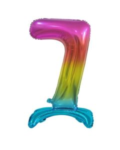 Standing Rainbow Foil Balloon - 7 Number 30 inch (214037A)