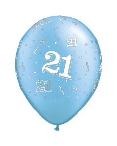 21-A-Round Azure Blue Pearl - 28cm (11 Inch) Latex Balloon (44248Q)