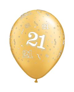 21-A-Round Gold Pearl - 28cm (11 Inch) Latex Balloon (44337Q)