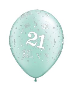 21-A-Round Mint Green Pearl - 28cm (11 Inch) Latex Balloon (44398Q)