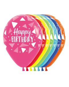 Happy Birthday Triangles Asstd - 30cm Latex Balloon (221201A)