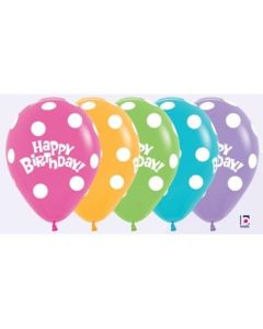 Happy Birthday Polka Dot Fashion Sempertex - 30cm Latex Balloon (222105A)