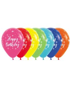 Happy Birthday Radiant Fashion Assorted Sempertex - 30cm Latex Balloon (Pack of 50) (222364A)
