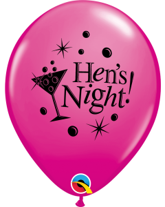 Hen's Night Bubbly - Wild Berry - 28cm (11 Inch) Latex Balloon (22337Q)