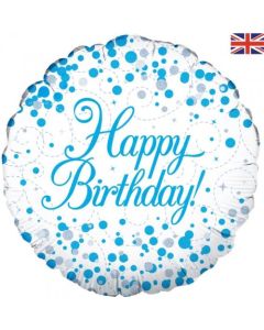 Happy Birthday Sparkling Fizz Blue - 45cm Foil Balloon (OT226621)