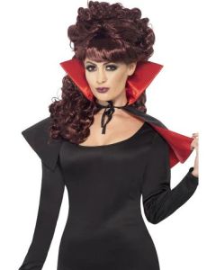 Mini Vampire Cape with High Collar - Black and Red (SM23198)