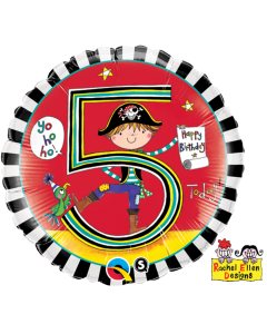 Birthday 5 Pirate Stripes - 18 Inch Foil Balloon (24160Q)