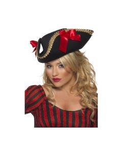 Pirate Hat Tricorn - Black Velvet Hat (SM24206)