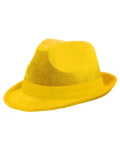 Yellow Fedora Hat - Velour Gangster Hat (255519.09AN)