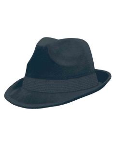 Black Fedora Hat - Velour Gangster Hat (255519.10AN)