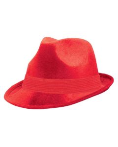Red Fedora Hat - Velour Gangster Hat (255519.40AN)