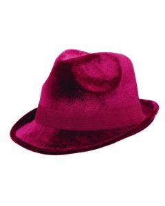 Burgundy Fedora Hat - Velour Gangster Hat (255519.922AN)