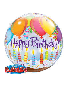Happy Birthday Balloons & Candles - 22 Inch Bubble Balloon (25719Q)