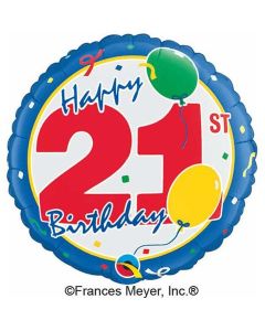 Happy 21st Round Foil - 18 Inch Foil Balloon (26016Q)