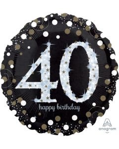 40th Jumbo Sparkling Birthday Holographic - 71cm Foil Balloon (3213601AM)