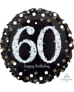 60th Jumbo Sparkling Birthday Holographic - 71cm Foil Balloon (3213801AM)