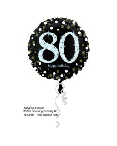 80th Sparkling Birthday - 18 Inch Foil Balloon (3374201AM)