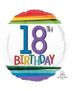 18th Rainbow Birthday 45cm Foil Balloon (3443201AM)