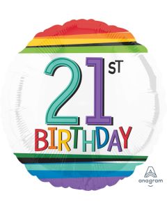 21st Rainbow Birthday 45cm Foil Balloon (3443301AM)