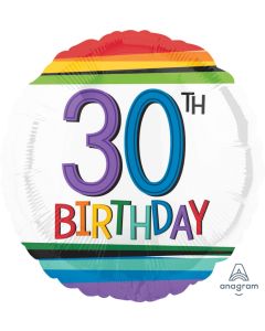 30th Rainbow Birthday 45cm Foil Balloon (3443401AM)