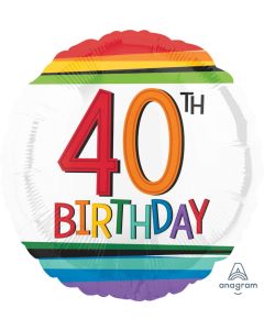 40th Rainbow Birthday 45cm Foil Balloon (3443501AM)