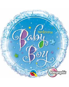 Welcome Baby Boy Stars - 18 Inch Holograph Balloon (35312Q)