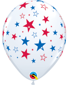 Red & Blue Stars - 28cm (11 Inch) Latex Balloons (35498Q)