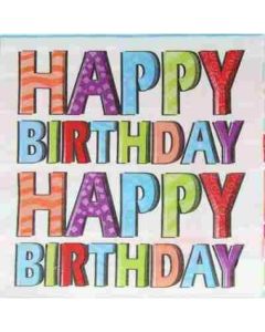 Happy Birthday Printed Napkins (Pack of 25) (360021A)