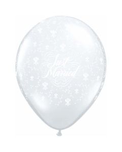 Just Married - 28cm (11 Inch) - Flowers A Round - 28cm (11 Inch) Latex Balloon (37087Q)