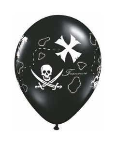 Pirate's Treasure Map Around - 28cm (11 Inch) Black Latex Balloon (37234Q)