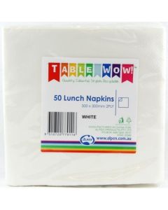 Lunch Napkin - White - Pack 50 - 300mm x 300mm 2 Ply (380101A)