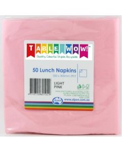 Lunch Napkin - Light Pink - Pack 50 - 300mm x 300mm 2 Ply (380104A)