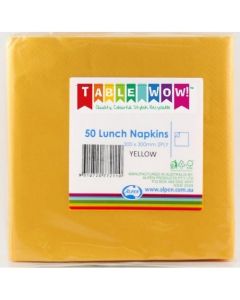 Lunch Napkin - Yellow - Pack 50 - 300mm x 300mm 2 Ply (380125A)