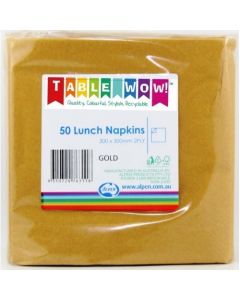 Lunch Napkin - Gold - Pack 50 - 300mm x 300mm 2 Ply (380131A)
